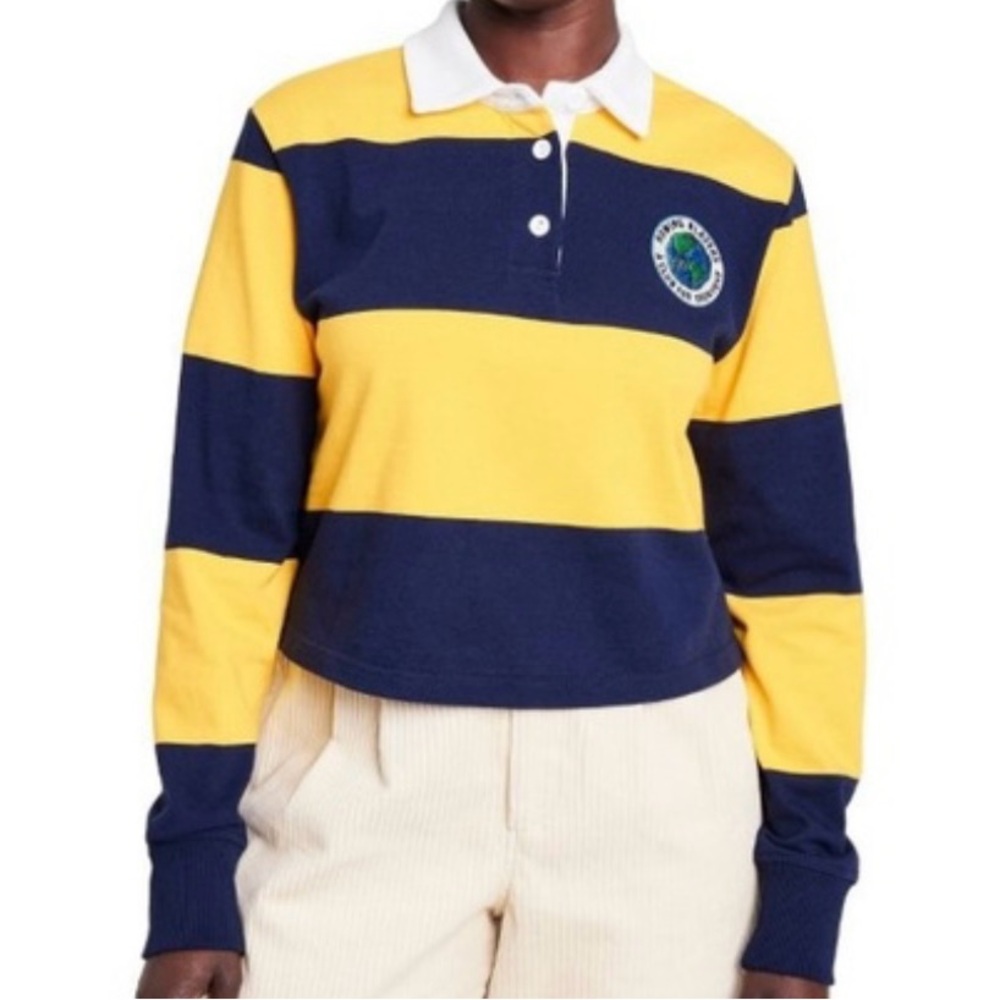 Rowing Blazers Yellow and Blue Striped Button Down Shirt